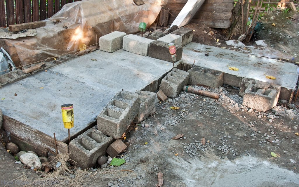 Dried concrete foundation