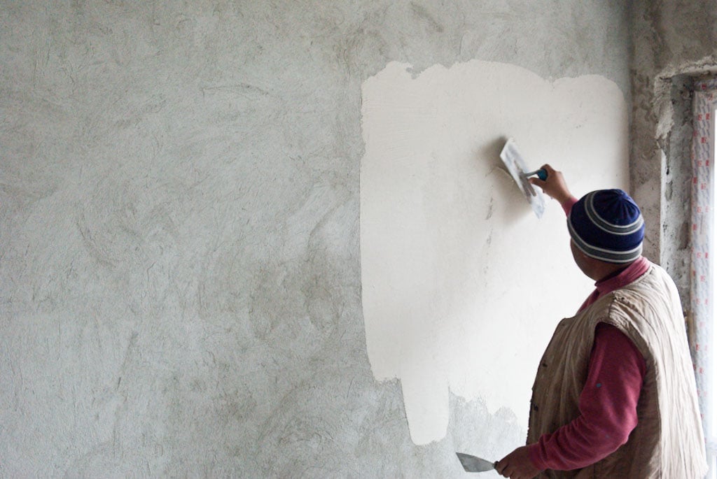 Plastering a wall