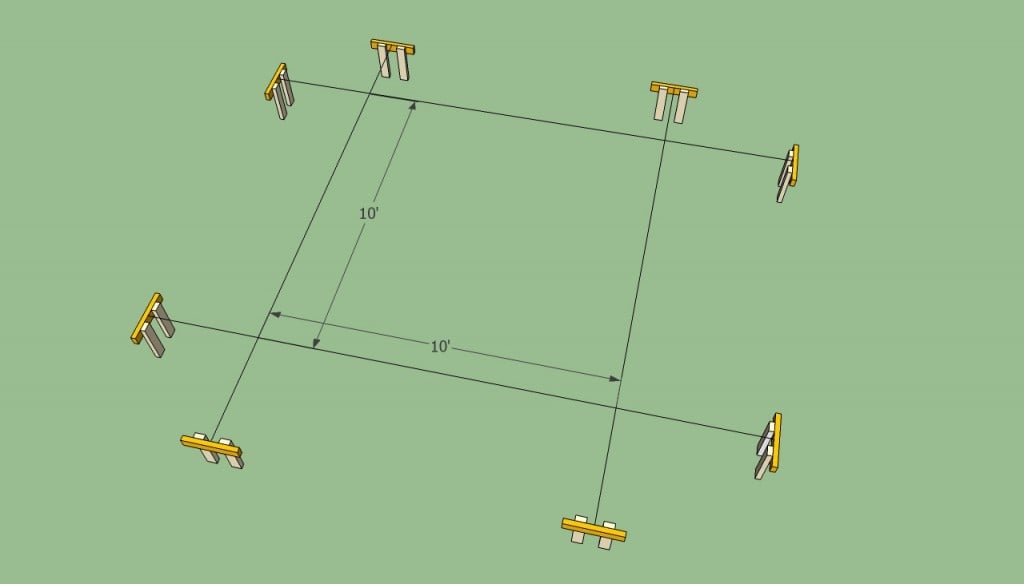 Setting out the attached pergola