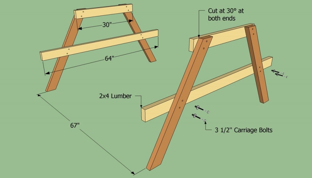 Building the legs of the picnic table