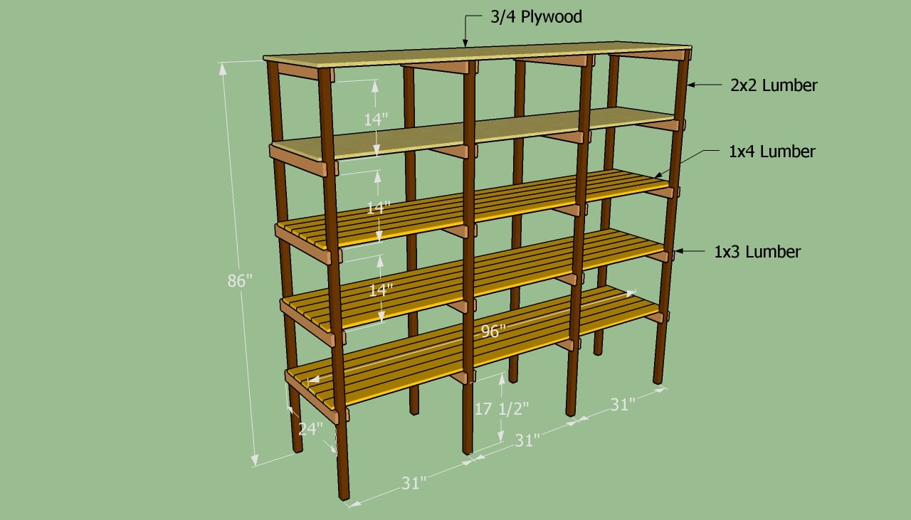 Building wooden storage shelves