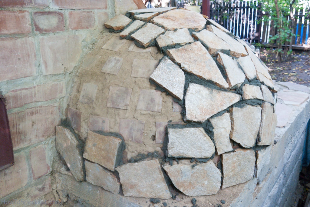 Covering the dome with stone