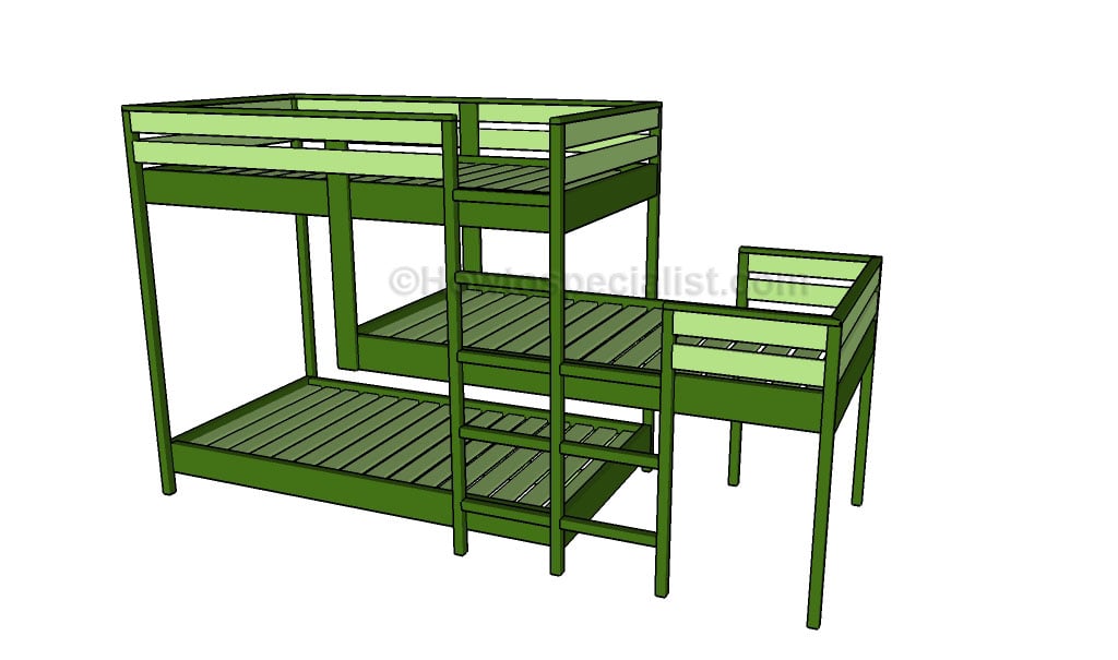 Triple Bunk Bed Plans Howtospecialist How To Build Step By Step Diy Plans