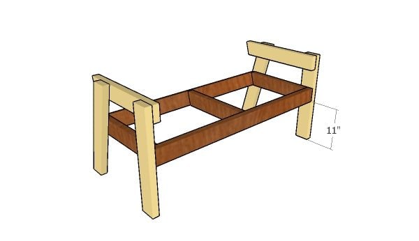 Assembling the garden bench frame