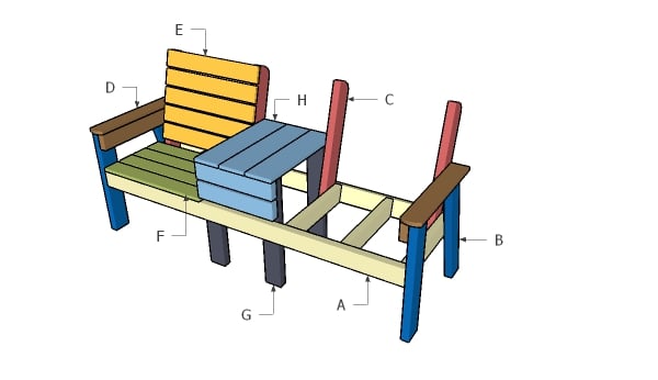 Building an outdoor double chair bench