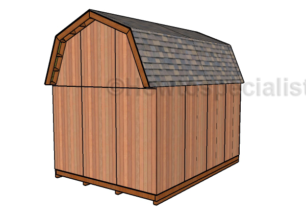 12x16 Gambrel Shed Plans - Back view