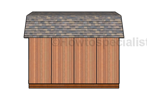 12x16 Gambrel Shed Plans - Side view