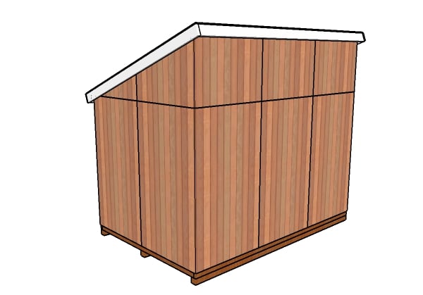 8x12 Lean to Shed Plans - Back view