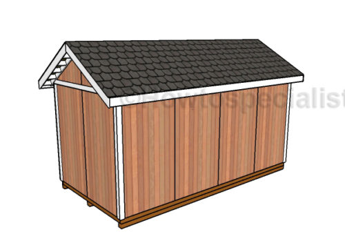 8x16 Gable Shed Plans - Back View