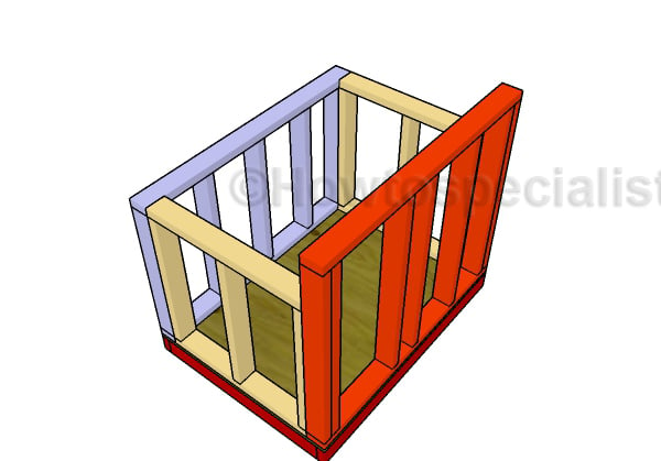Assembling the dog house frame