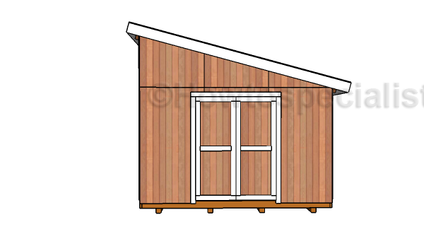 12x16 Lean to Shed Plans - Front view