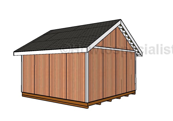 16x16 Shed Plans - Back view