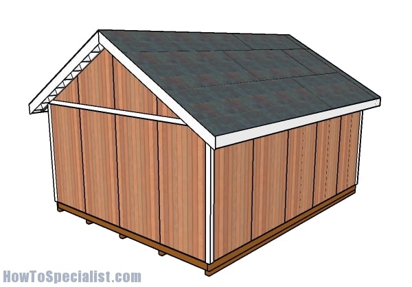 16x20 Shed Plans - Back view