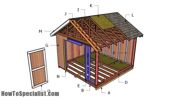 Shed Plans Outdoor Building Blueprints 12' x 12' Gable Roof Style #D1212G 
