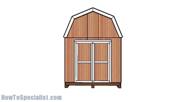 10x10 barn shed plans with loft - Front view