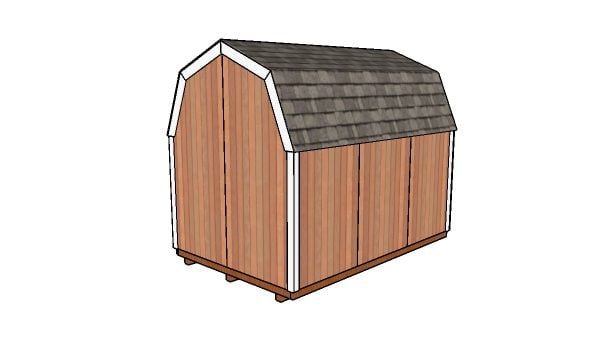 8x12 Gambrel Shed Plans - Back view