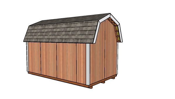 8x14 Gambrel Shed Plans - Back view