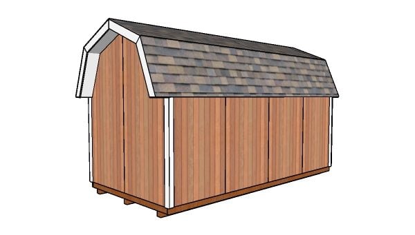 8x16 Gambrel Shed Plans - Back view