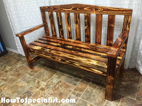 DIY 2x4 Torch Burned Bench  HowToSpecialist - How to Build, Step