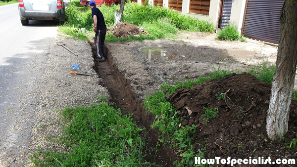 Digging-the-trench-for-drainage---driveway-project