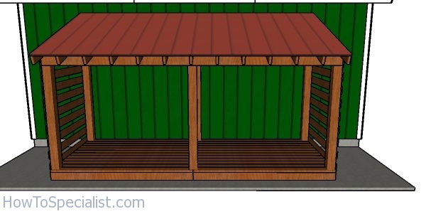 Attached Woodshed for 5 cords Plans - Front view