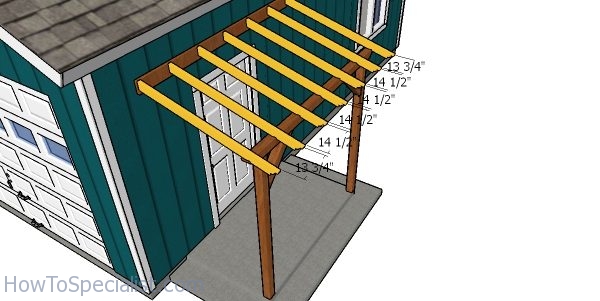 Fitting the rafters - front entrance pergola