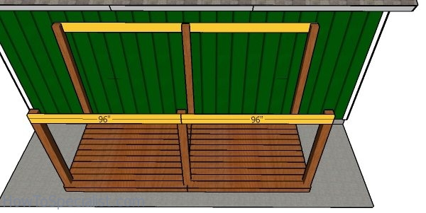 Fitting the top support beams - 6x16 woodshed