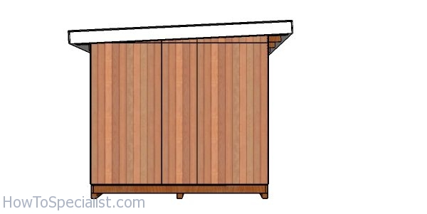 10x12 Shed with a Flat Roof Plans - side view