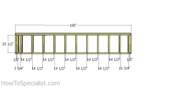 Top front wall frame - 10x14 shed plans