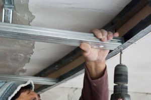 Installing ceiling arch metal stud frame