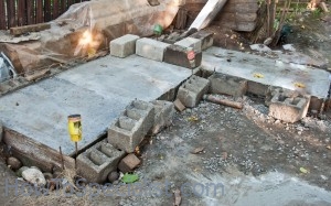 Dried concrete foundation