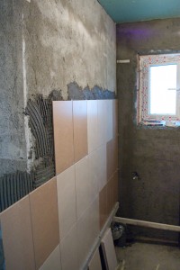 Installing tile in bathroom