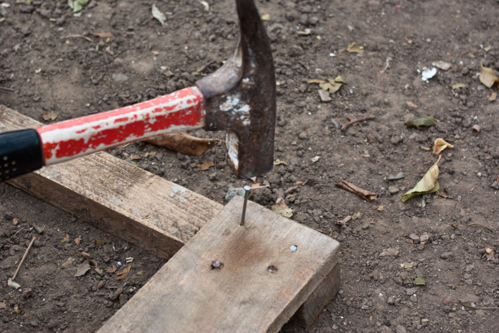 Fastening wood boards with nails