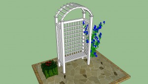 Arched arbor with bench design