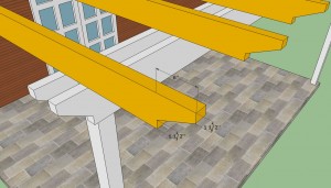 Attached pergola crossbeams cut ends