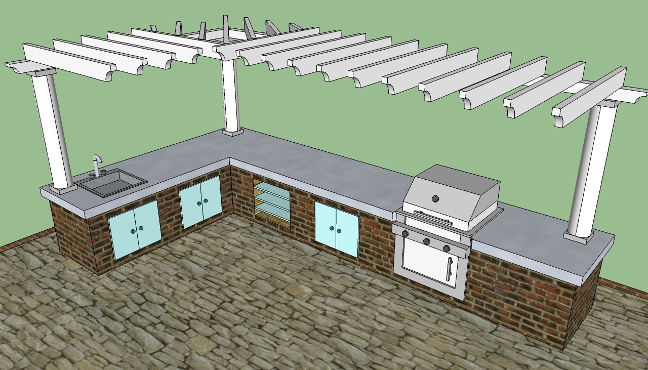 design plans outdoor kitchen pergola