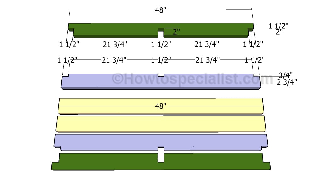 Building the bottom shelf slats