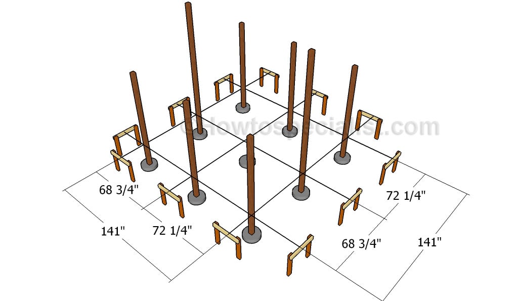 Laying out the gazebo