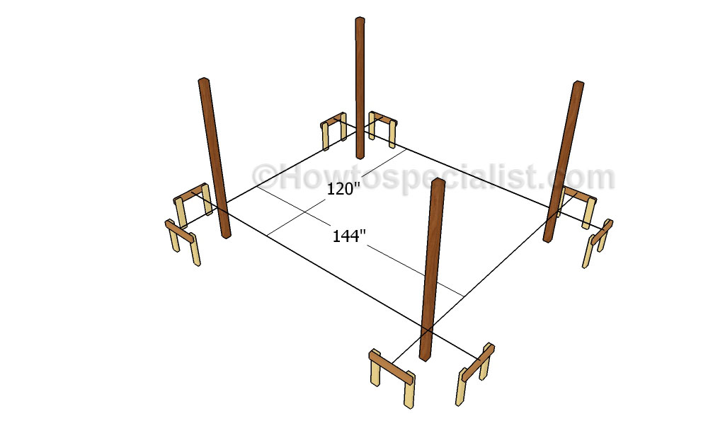 Laying out the picnic shelter