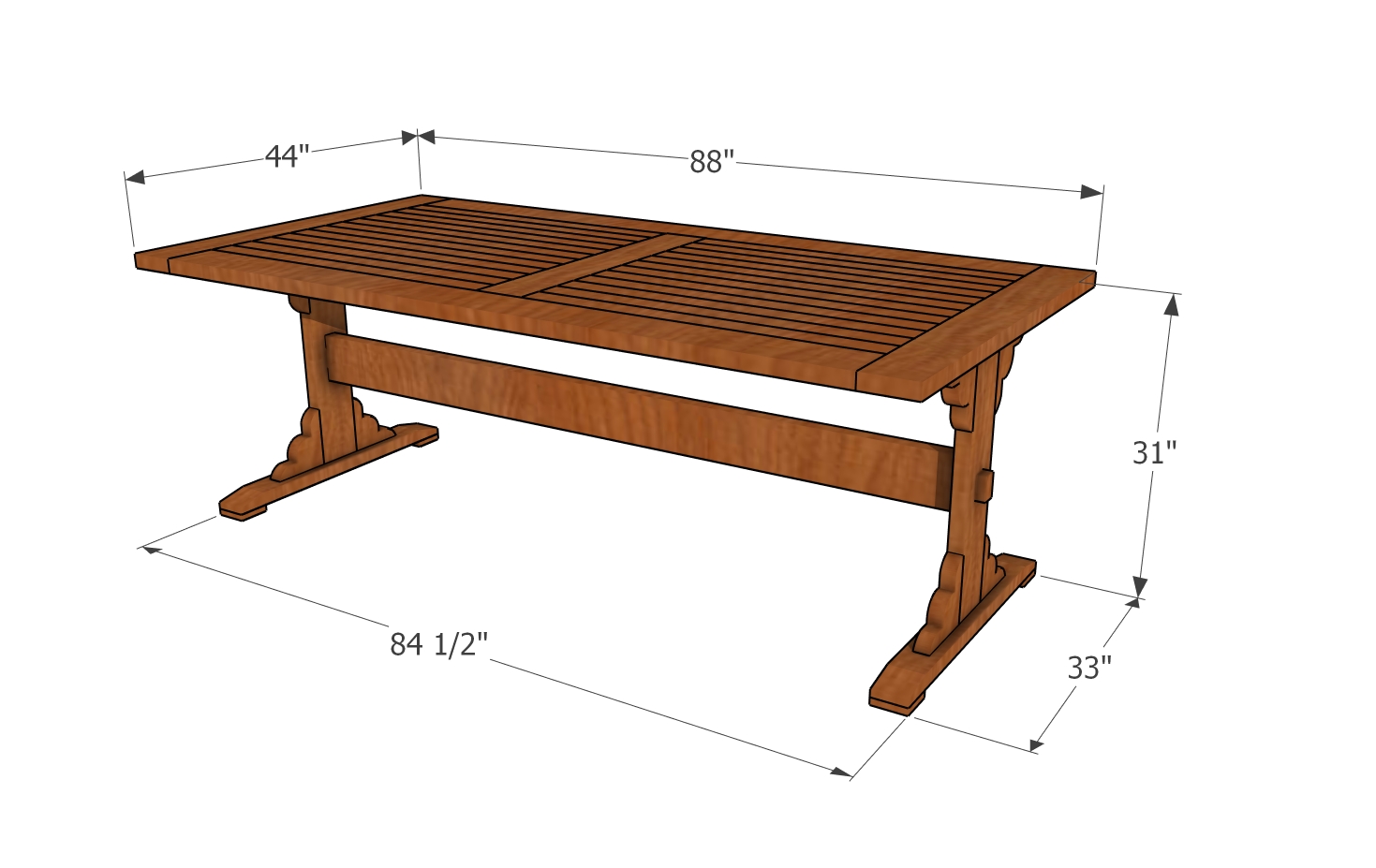 Trestle table plans - dimensions