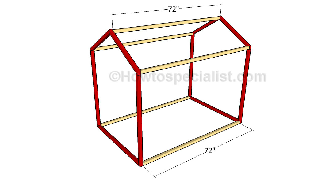 Assembling the frame of the playhouse