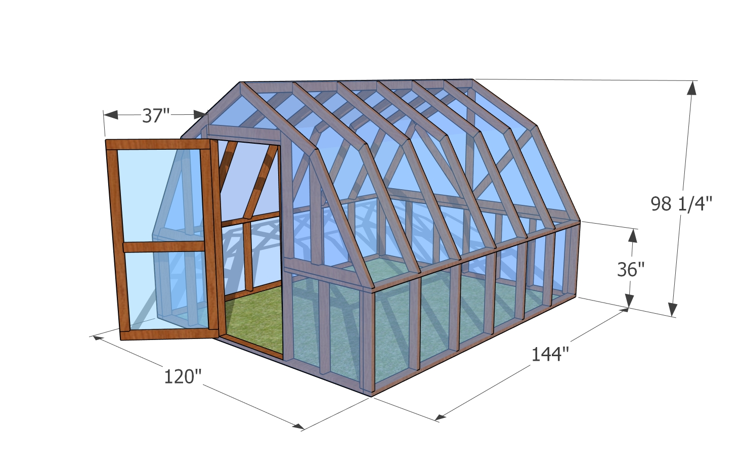 Barn greenhouse plans - dimensions