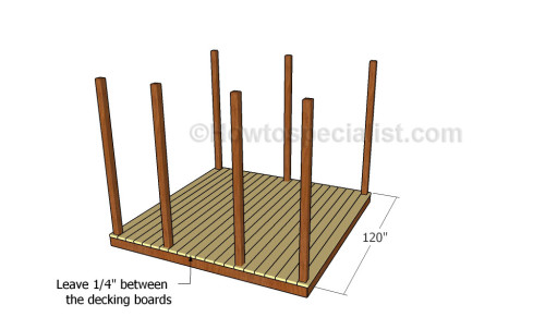 Fitting the decking boards