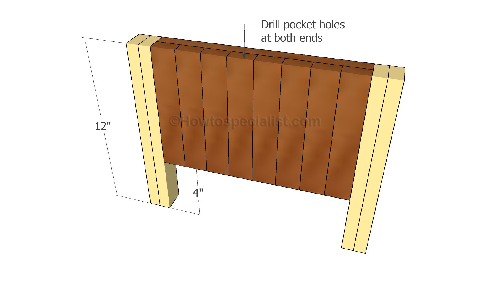 Attaching the legs to the headboard