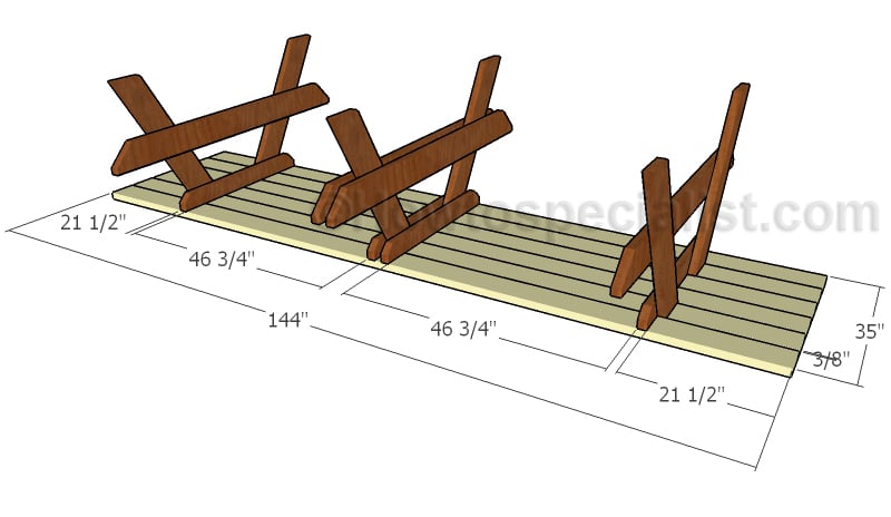 Fitting the tabletop slats