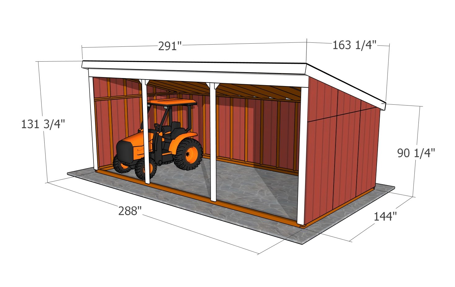 Loafing shed plans - dimensions