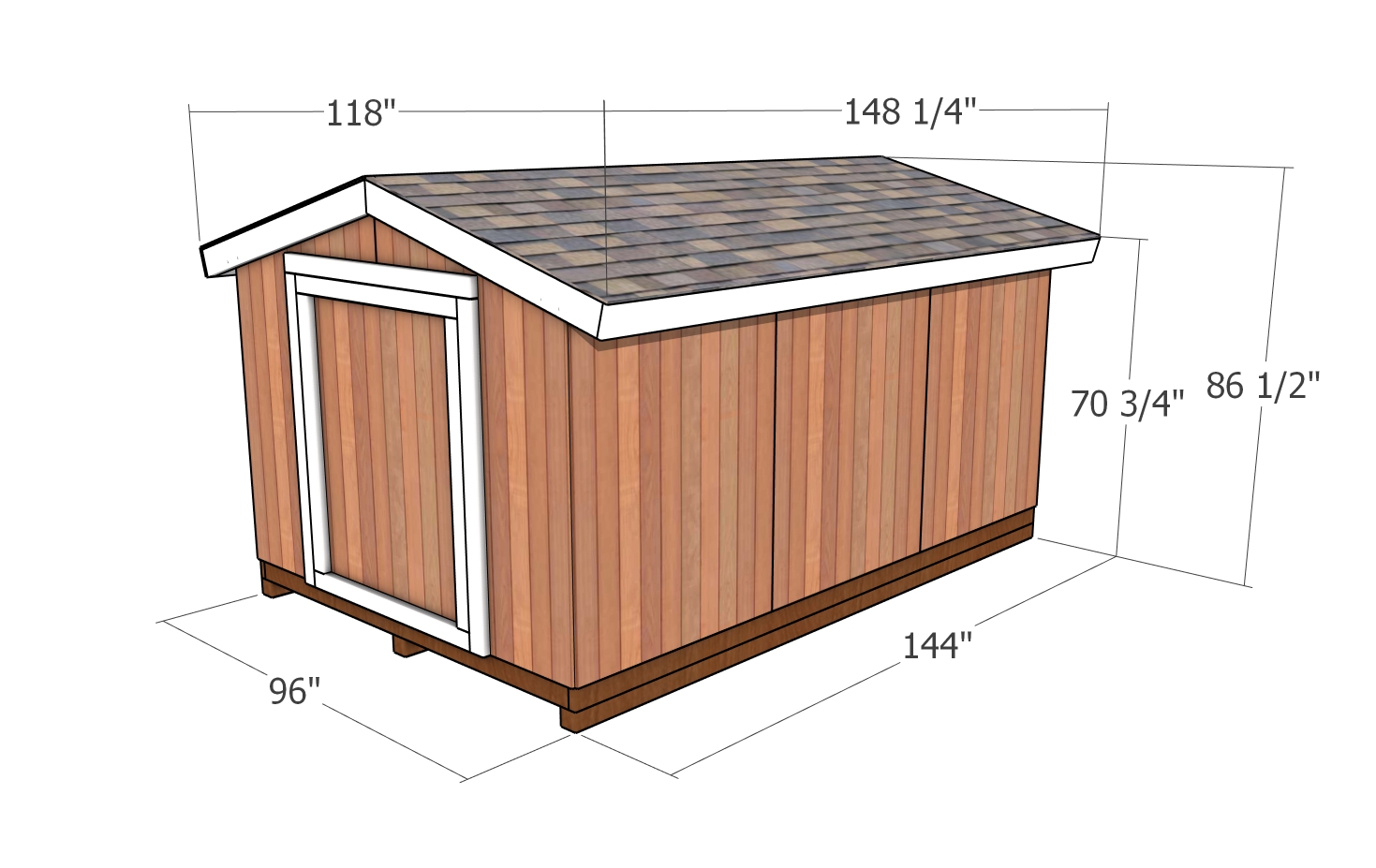 8x12 Short Shed Plans - dimensions