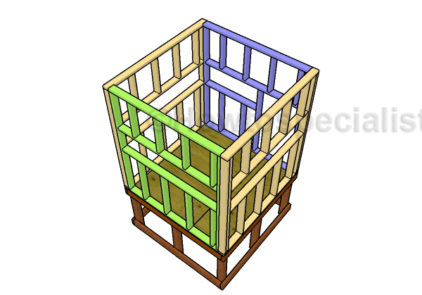 Assembling the frame of the deer stand