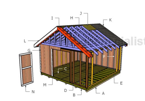 16x16 Gable Shed Roof Plans | HowToSpecialist - How to Build, Step by ...