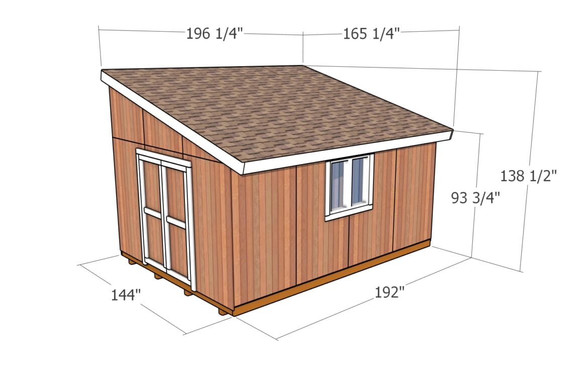 12x16 Lean to Shed Plans | HowToSpecialist - How to Build, Step by Step ...